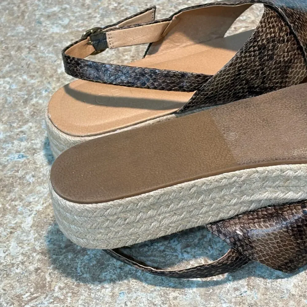 Ann Taylor LOFT Espadrille Snake Print Criss Cross Platform Sandals Size 10